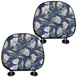 White Alstroemeria Pattern Print Car Headrest Covers