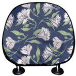 White Alstroemeria Pattern Print Car Headrest Covers