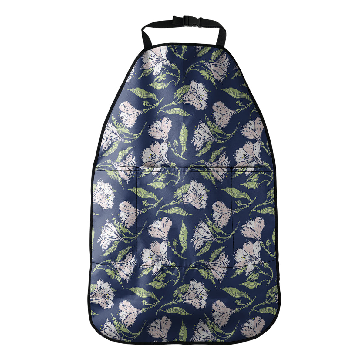 White Alstroemeria Pattern Print Car Seat Organizers