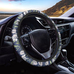 White Alstroemeria Pattern Print Car Steering Wheel Cover