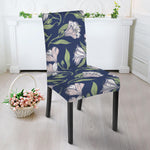 White Alstroemeria Pattern Print Dining Chair Slipcover