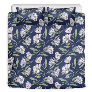 White Alstroemeria Pattern Print Duvet Cover Bedding Set