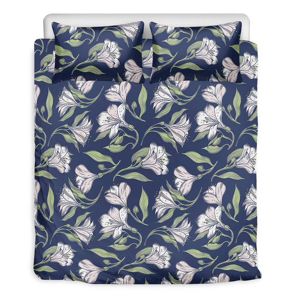 White Alstroemeria Pattern Print Duvet Cover Bedding Set