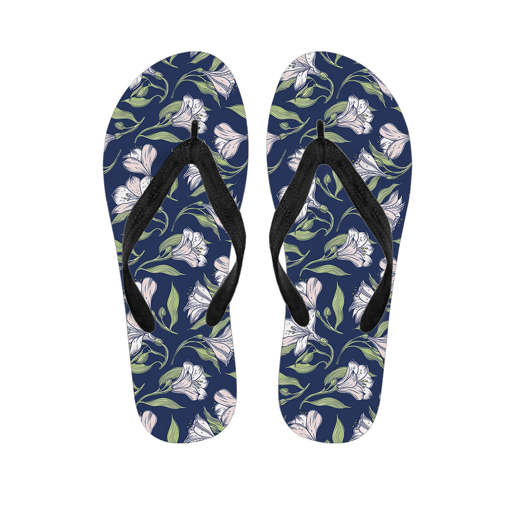 White Alstroemeria Pattern Print Flip Flops