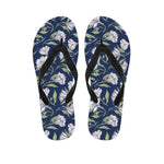 White Alstroemeria Pattern Print Flip Flops