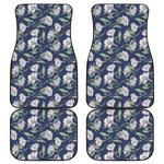 White Alstroemeria Pattern Print Front and Back Car Floor Mats