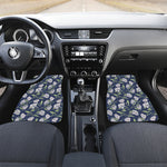 White Alstroemeria Pattern Print Front and Back Car Floor Mats