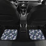 White Alstroemeria Pattern Print Front and Back Car Floor Mats