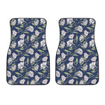 White Alstroemeria Pattern Print Front Car Floor Mats