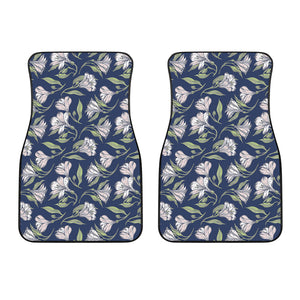 White Alstroemeria Pattern Print Front Car Floor Mats