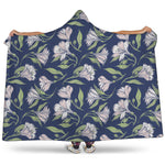 White Alstroemeria Pattern Print Hooded Blanket