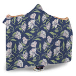 White Alstroemeria Pattern Print Hooded Blanket