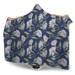 White Alstroemeria Pattern Print Hooded Blanket