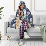 White Alstroemeria Pattern Print Hooded Blanket