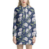 White Alstroemeria Pattern Print Hoodie Dress