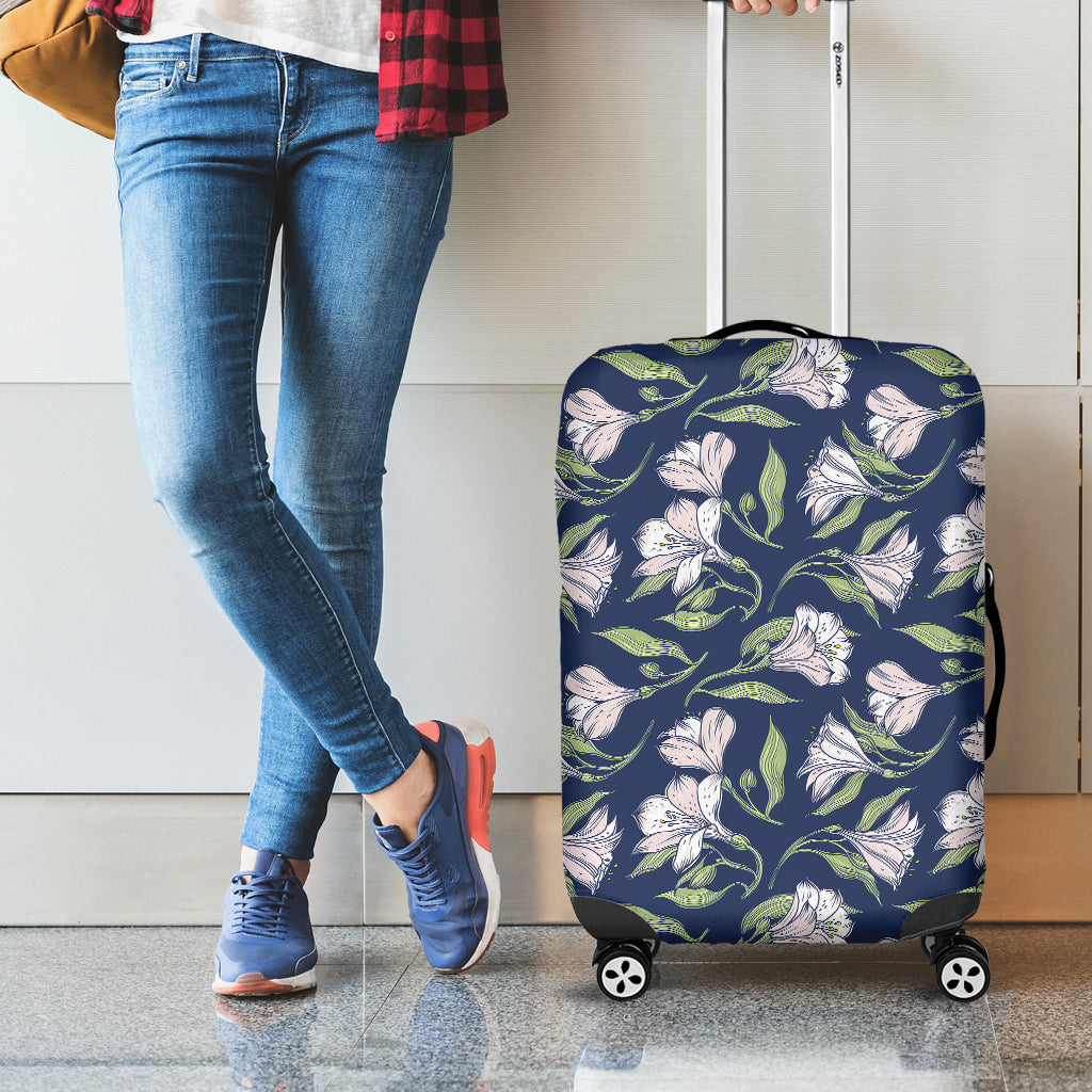 White Alstroemeria Pattern Print Luggage Cover