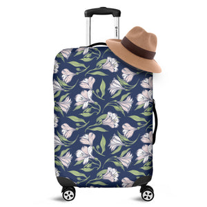 White Alstroemeria Pattern Print Luggage Cover