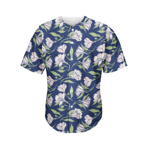 White Alstroemeria Pattern Print Men's Baseball Jersey