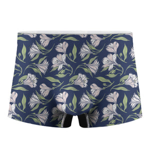 White Alstroemeria Pattern Print Men's Boxer Briefs