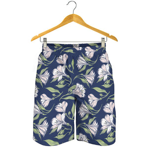 White Alstroemeria Pattern Print Men's Shorts