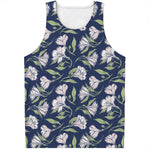 White Alstroemeria Pattern Print Men's Tank Top