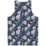 White Alstroemeria Pattern Print Men's Tank Top