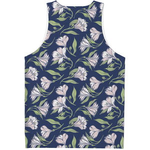 White Alstroemeria Pattern Print Men's Tank Top