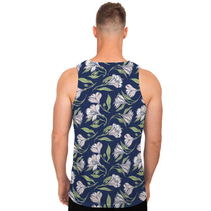 White Alstroemeria Pattern Print Men's Tank Top