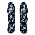 White Alstroemeria Pattern Print Muay Thai Shin Guards