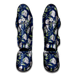 White Alstroemeria Pattern Print Muay Thai Shin Guard