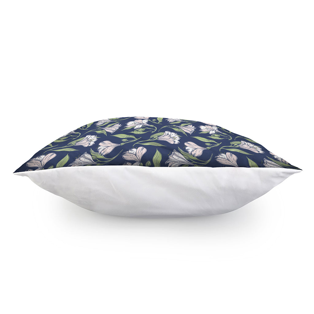 White Alstroemeria Pattern Print Pillow Cover