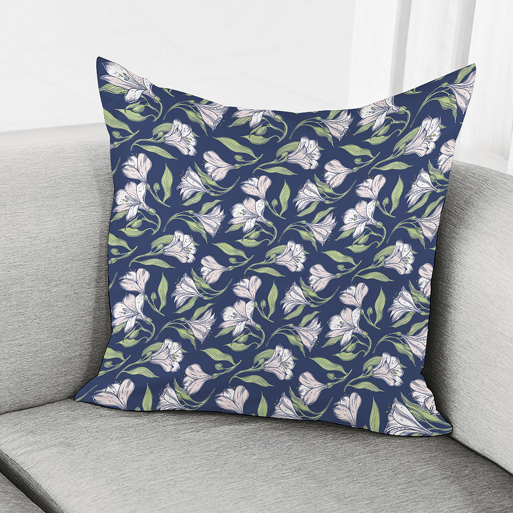 White Alstroemeria Pattern Print Pillow Cover