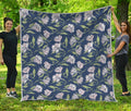 White Alstroemeria Pattern Print Quilt