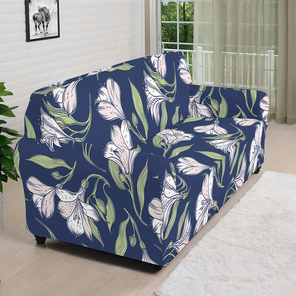White Alstroemeria Pattern Print Sofa Cover