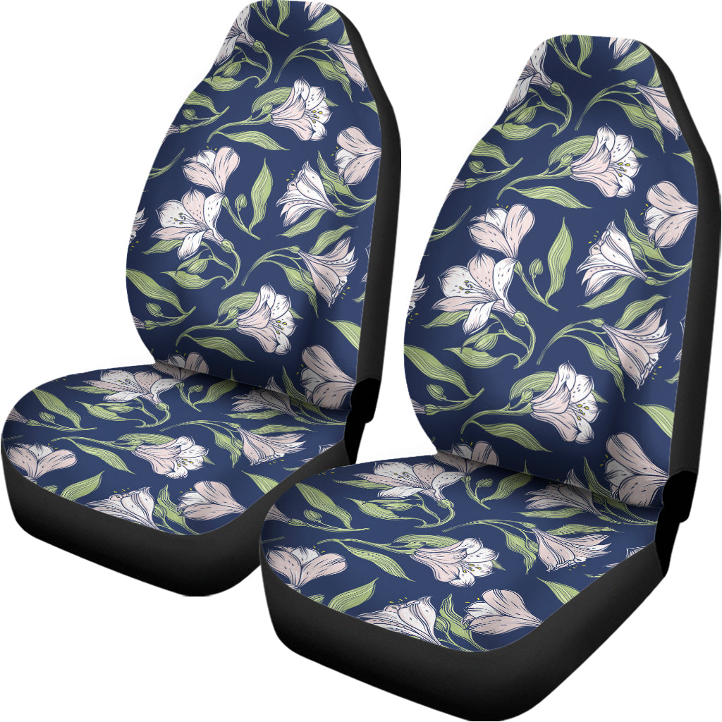 White Alstroemeria Pattern Print Universal Fit Car Seat Covers