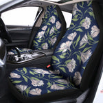 White Alstroemeria Pattern Print Universal Fit Car Seat Covers