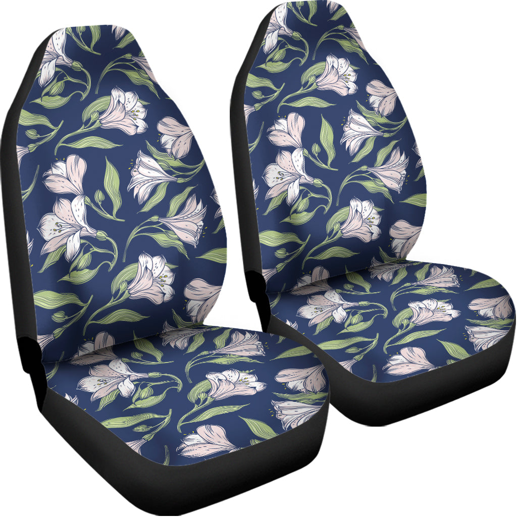 White Alstroemeria Pattern Print Universal Fit Car Seat Covers