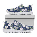 White Alstroemeria Pattern Print White Running Shoes