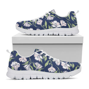 White Alstroemeria Pattern Print White Sneakers