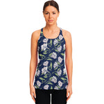 White Alstroemeria Pattern Print Women's Racerback Tank Top