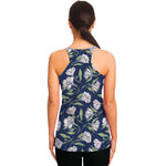 White Alstroemeria Pattern Print Women's Racerback Tank Top
