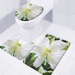 White Amaryllis Print 3 Piece Bath Mat Set