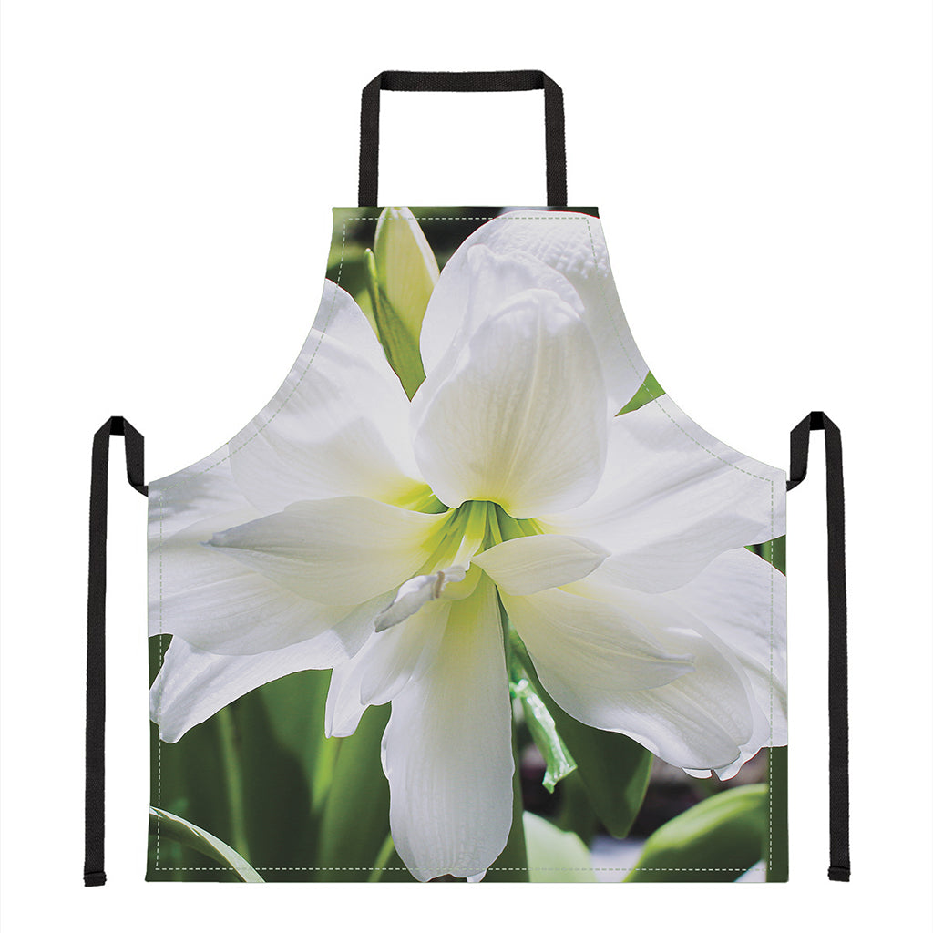 White Amaryllis Print Apron