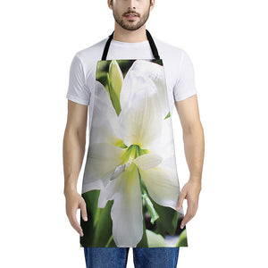 White Amaryllis Print Apron