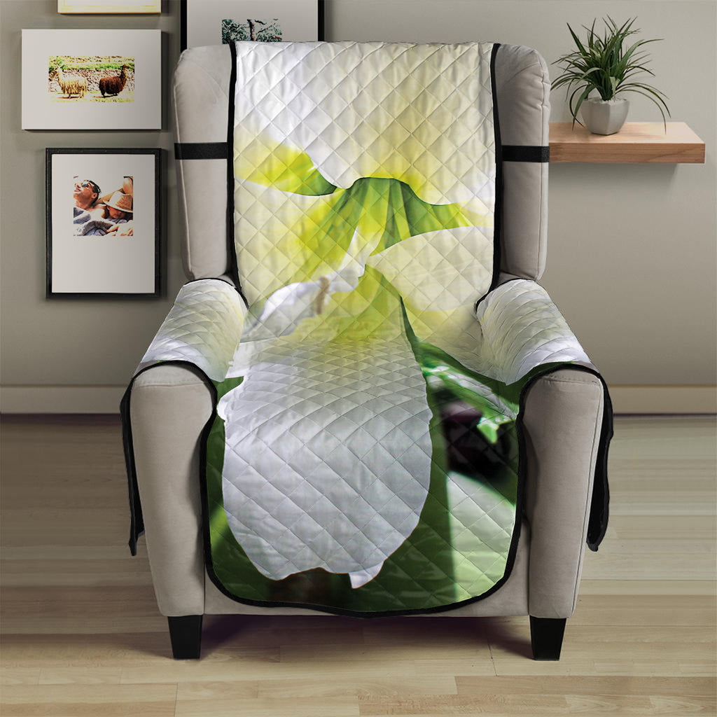 White Amaryllis Print Armchair Protector