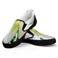 White Amaryllis Print Black Slip On Sneakers