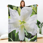 White Amaryllis Print Blanket