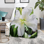 White Amaryllis Print Blanket