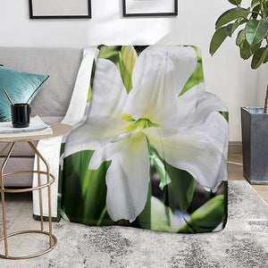 White Amaryllis Print Blanket