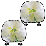 White Amaryllis Print Car Headrest Covers